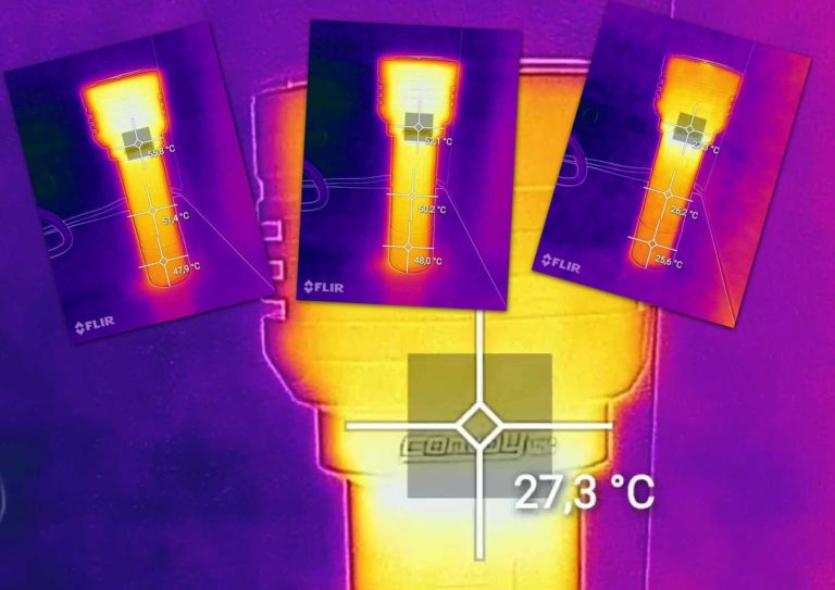 Nagrzewanie się latarki Convoy M26C XHP70.2, sterownik 6A 🎥