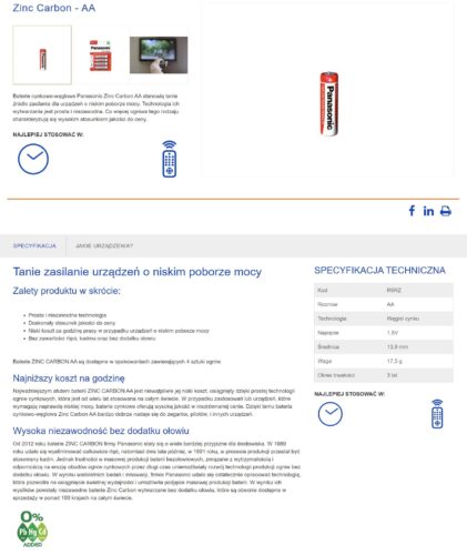 Baterie Panasonic cynkowe Zinc Carbon AA - pseudo DataSheet